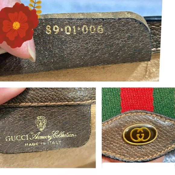 Vintage GUCCI PVC Leather Sherry Line Pouch Clutch Women’s Bag Brown Beige Used - Picture 3 of 17